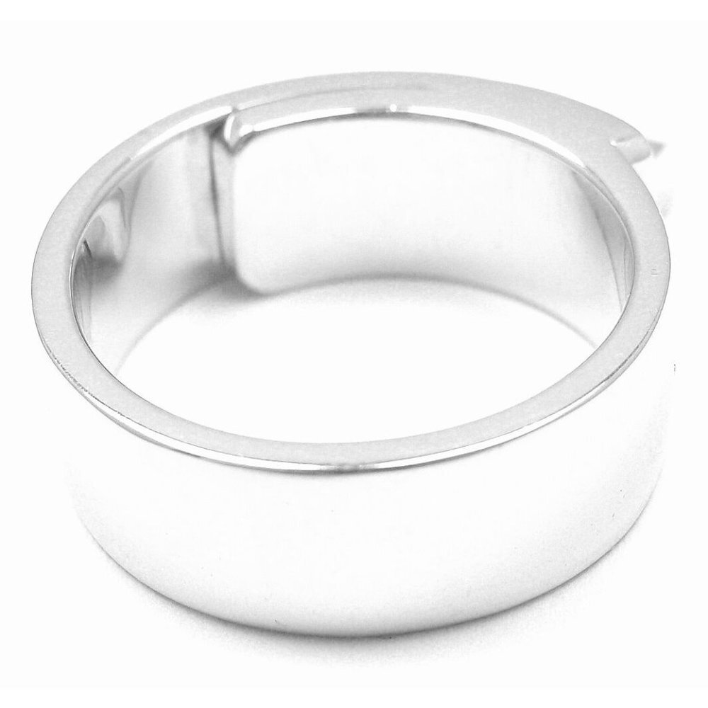 Authentic! Hermes 18k White Gold Diamond "H" Lock Band Ring Size 5​ - Picture 7 of 8